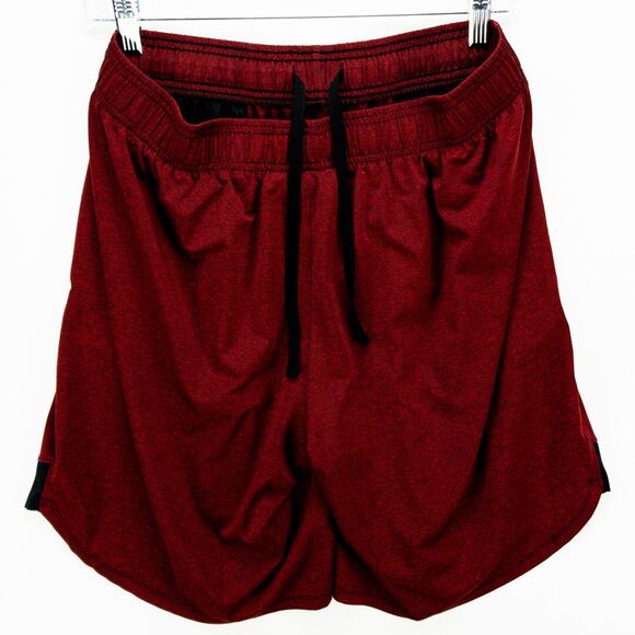 Under Armour Gym Shorts Men's Large Red Black Logo Elastic Waist Drawstring - Picture 10 of 11